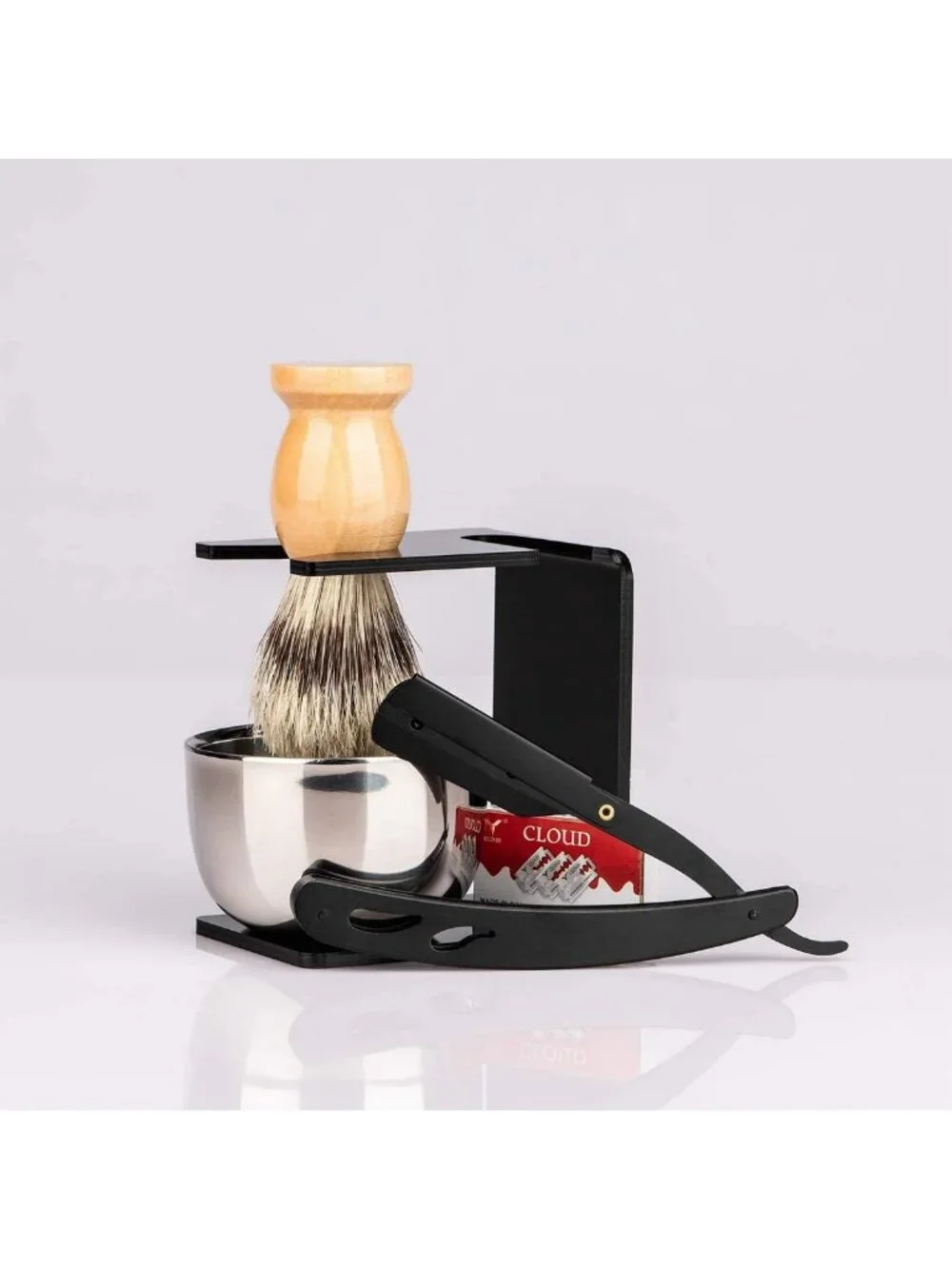 Premium Straight Razor Kit with Shaving Brush - Classic Edge Shaving Set
